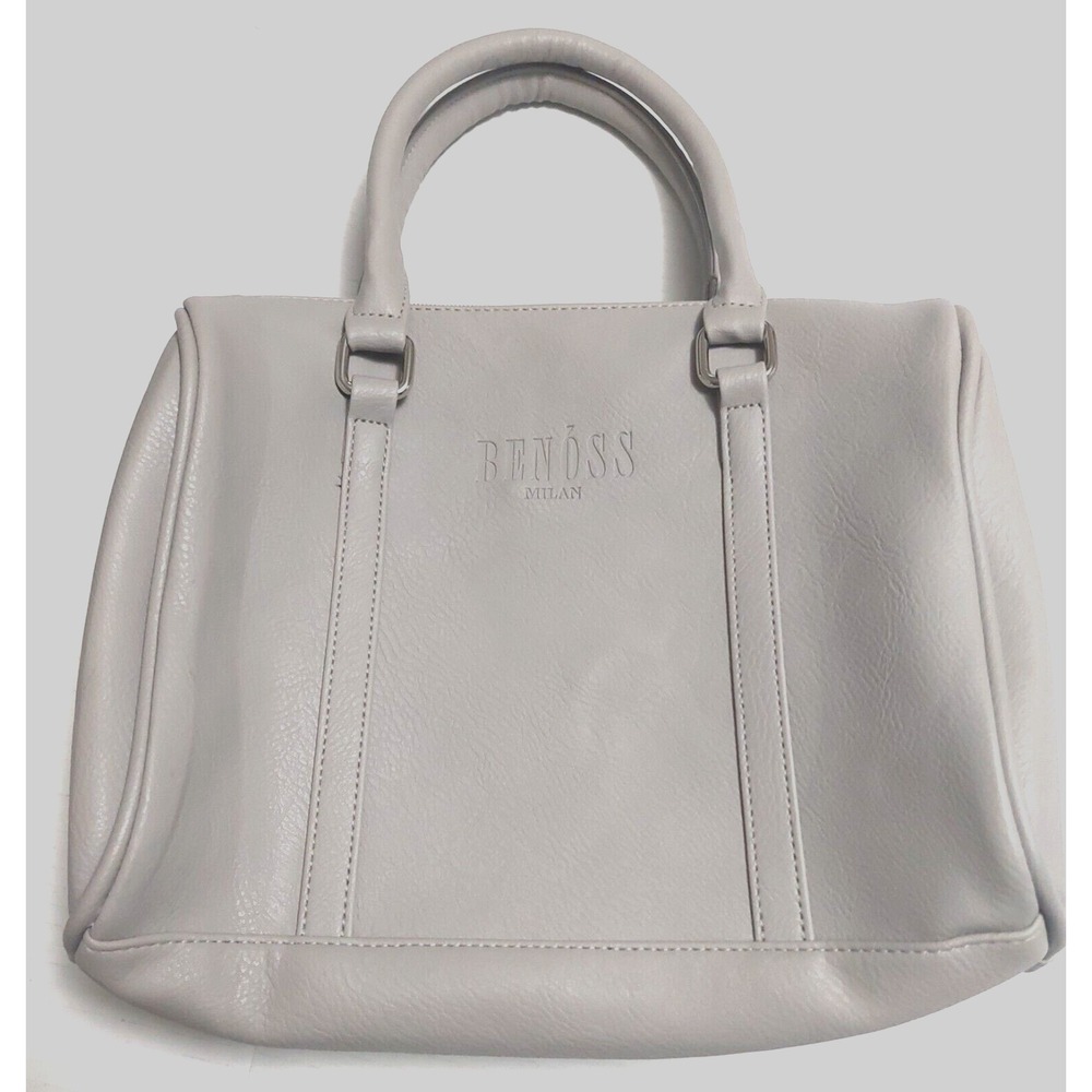 Benoss Milan Womens Vegan PU Leather Handbag Gray Inside Pockets "Tiny Flaw"